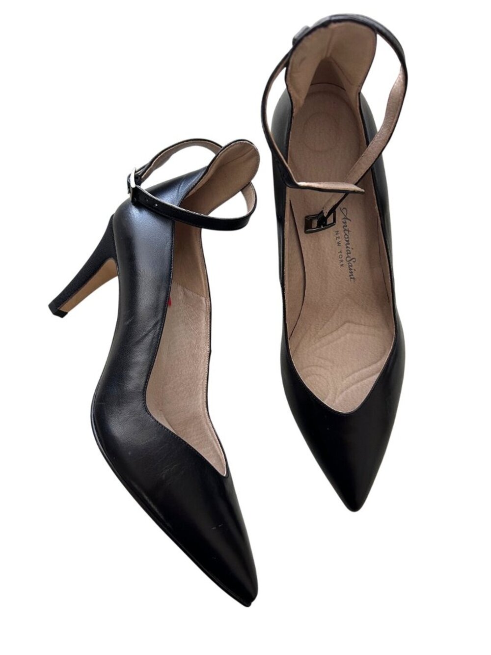 Antonia Saint Women's Sz 9.5M New York Black Leather Pointed Toe Heels